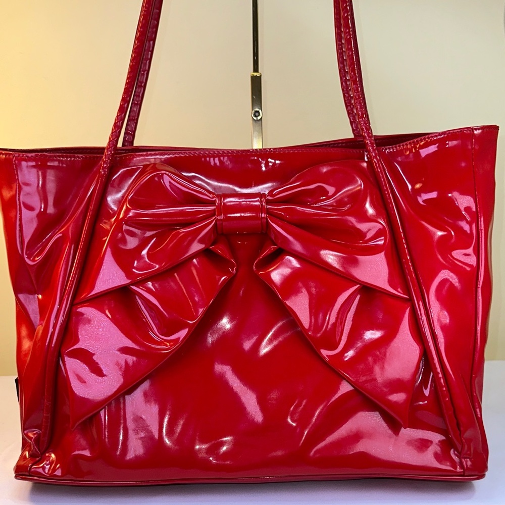 Valentino Red Patent Leather Bow Tote, Italy, dustbag